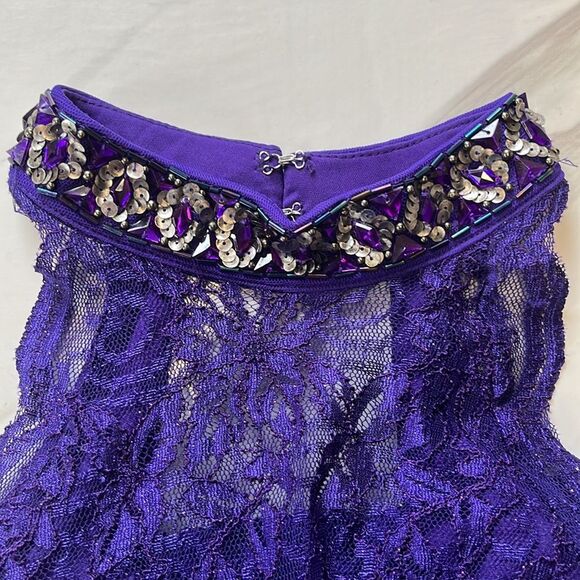 NWT Jackie Jon | Purple Shimmer Halter Necklace Sleeveless Evening Gown 4 - Picture 8 of 12